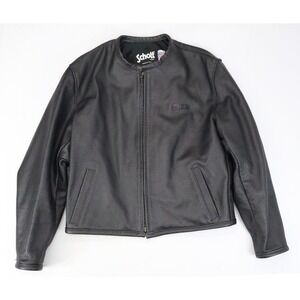 Schott NYC Size L Men's Black Moto Leather Jacket Perforated Biker Motorcycle